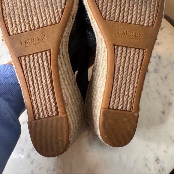 Ralph Lauren Wedges Size 9.5 M Fabric Upper black sandals shoes - Picture 8 of 8